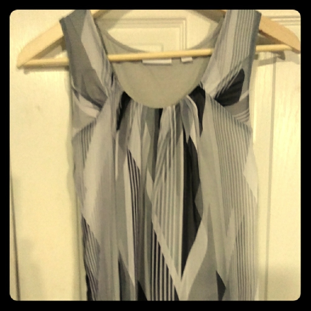 Grey , Black, White top